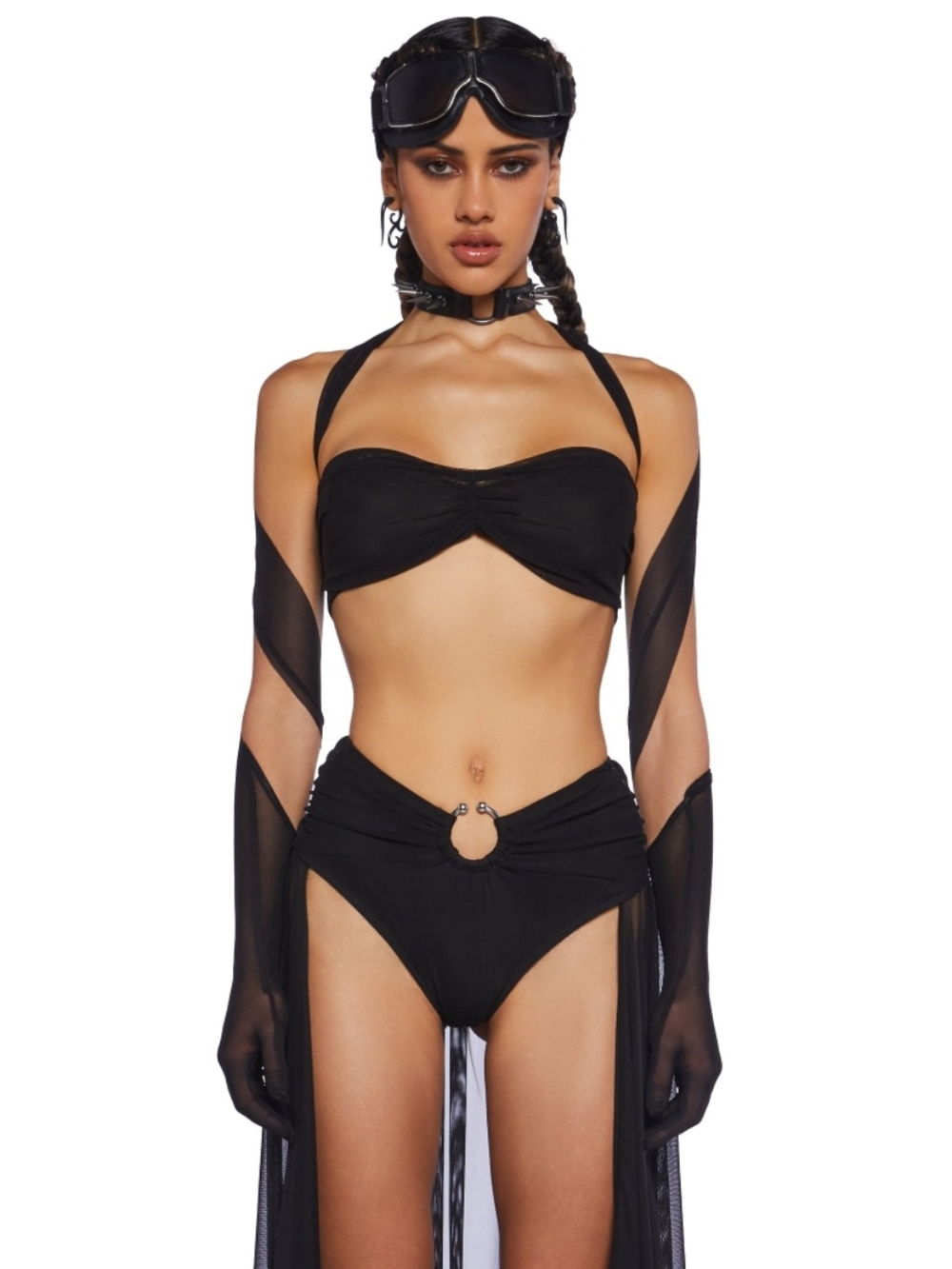 Sleek Black Strapless Bandeau Wrap Top
